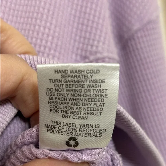 Hippie Rose Lavender Waffle Knit Quarter-Zip Crop Top with Long Sleeves M ptp 21 - Picture 4 of 13